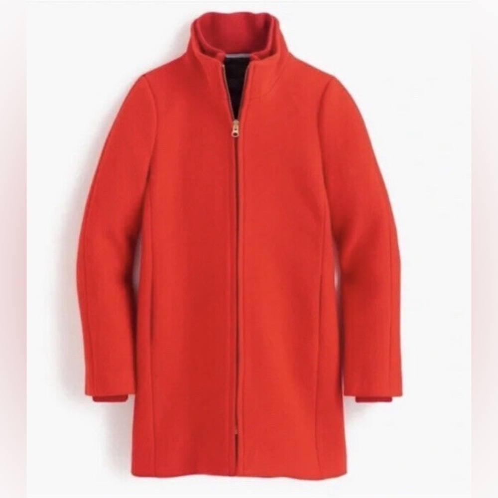 NWT J.CREW LODGE COAT IN ITALIAN STADIUM CLOTH WOOL IN RED